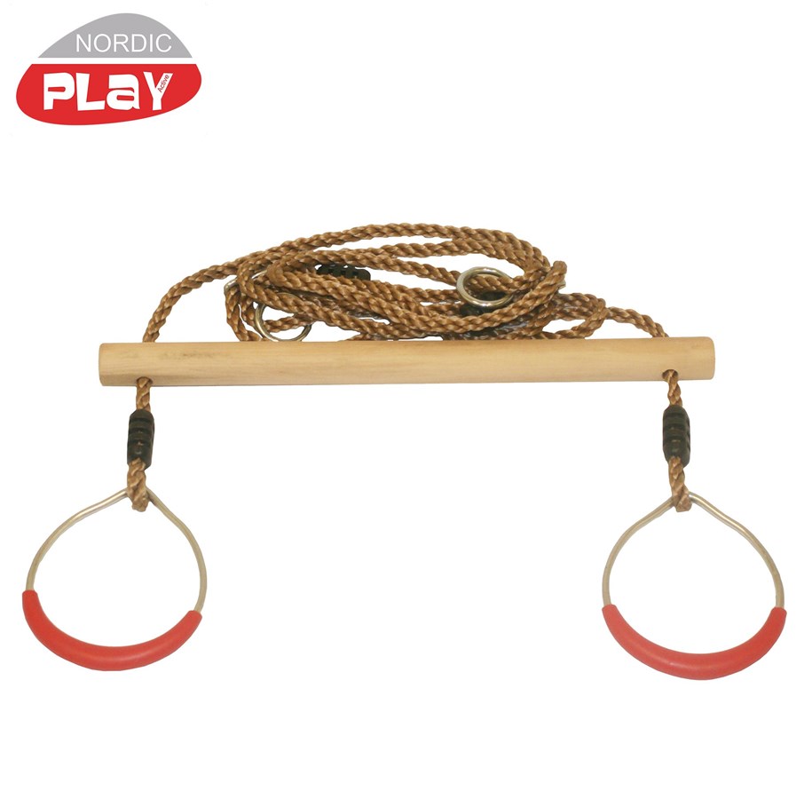Spiele im Freien - Nordic Play Wooden trapeze swing with rings - 805-478