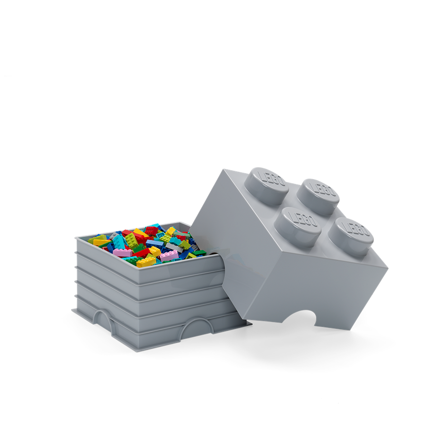 Kinderzimmer - LEGO Aufbewahrungsstein, 4 Noppen, grau - 40031740