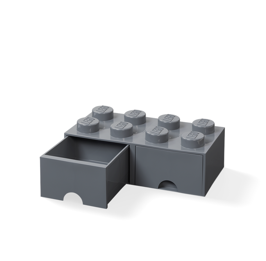 Kinderzimmer - LEGO Schublade 8 Noppen, 2 Schubladen, dunkel grau - 40061754
