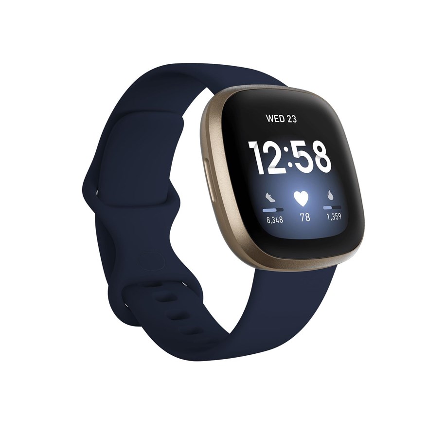 Smartwatches, Pulsuhren, Sportuhren & Schrittzähler - Fitbit Versa 3 Midnight/Soft Gold Aluminum - 4061856797939