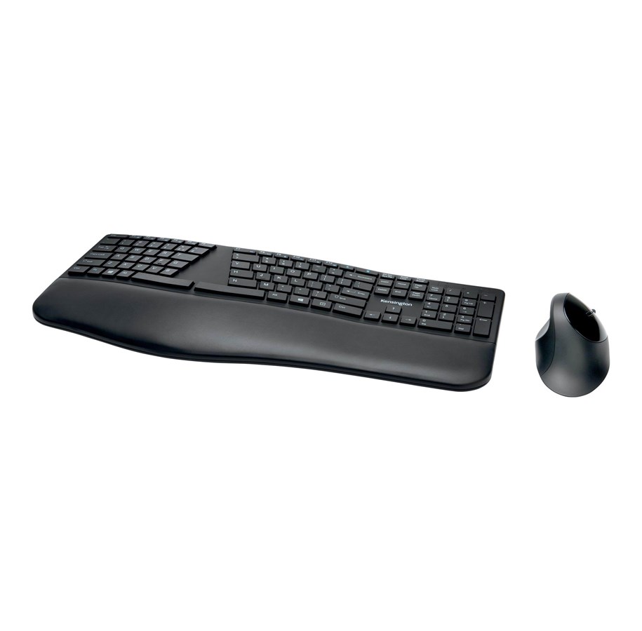 Tastaturen - Kensington Pro Fit Ergo Wireless Keyboard and Mouse - Tastatur & Maus Set - Schwarz - K75406PN