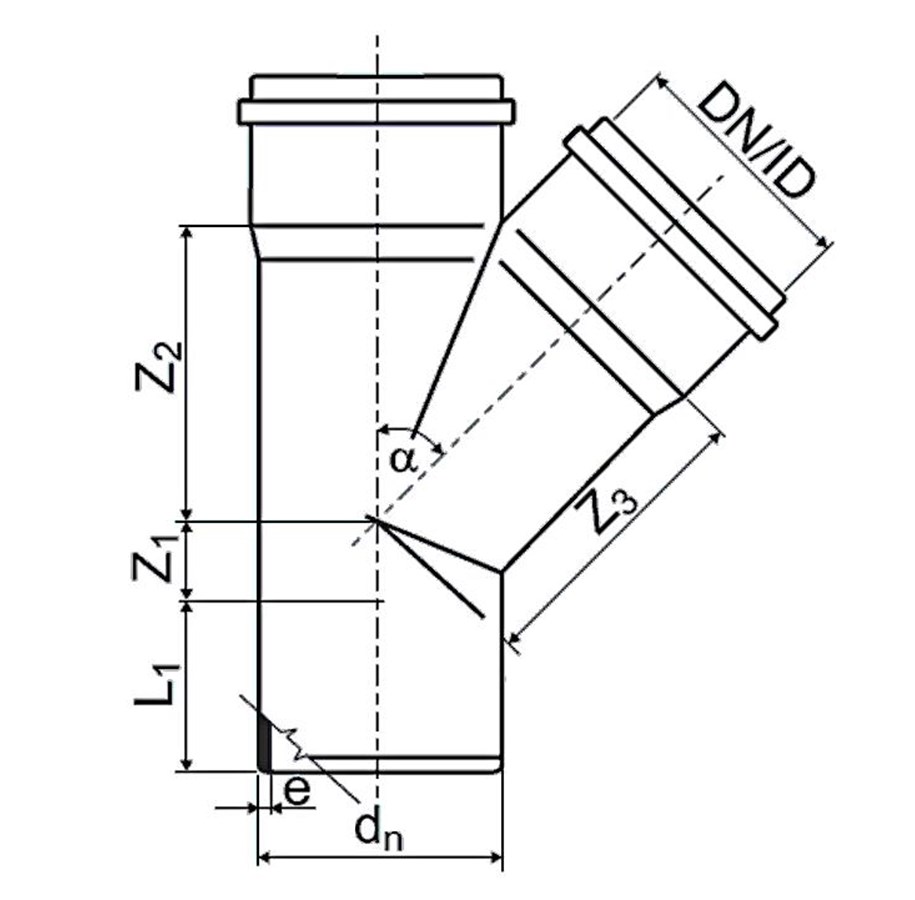 Entwässerungsprodukte - ALIAXIS 110x110mm x 67.5° branch ht-pp - TRW-110-110-067-GD