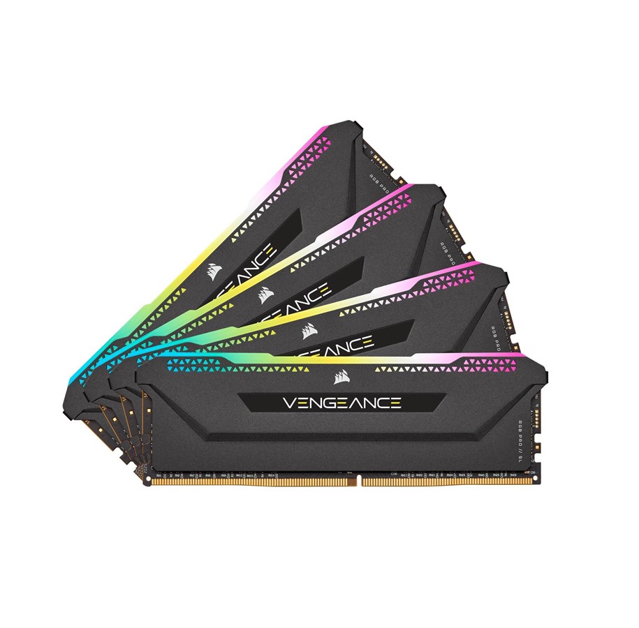 RAM - Corsair Vengeance RGB PRO SL DDR4-3200 - 32GB - CL16 - Quad Channel (4 pcs) - Intel XMP - Schwarz mit RGB - CMH32GX4M4E3200C16