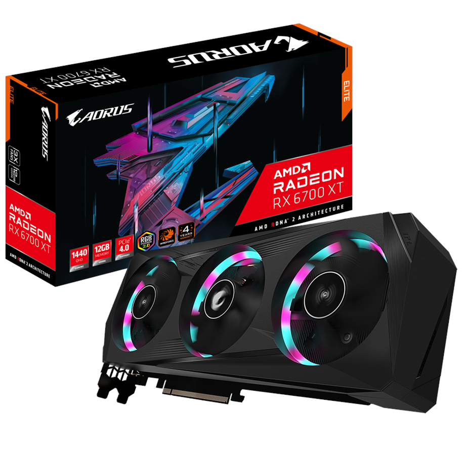 Grafikkarte - GIGABYTE Radeon RX 6700 XT AORUS Elite - 12GB GDDR6 RAM - Grafikkarte - GV-R67XTAORUS E-12GD