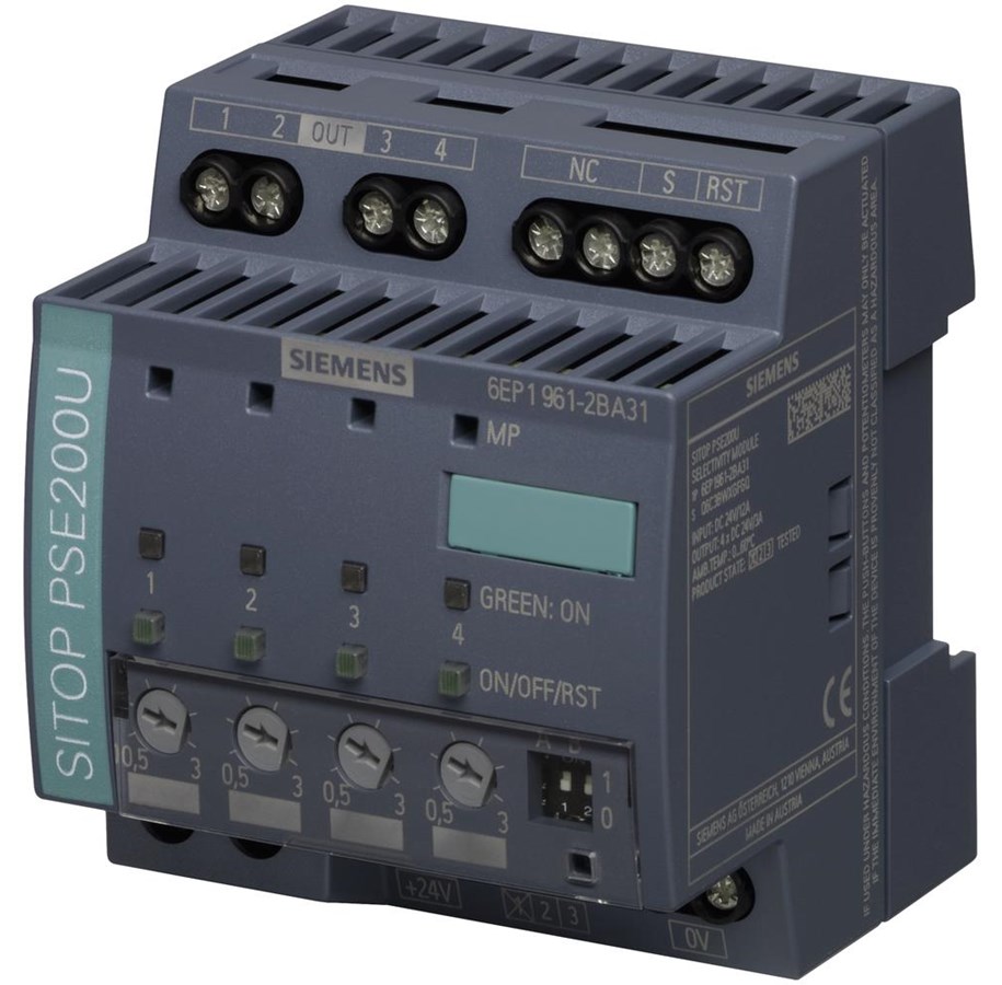 Komponenten für Schaltkästen und Schränke - Siemens Sitop pse200u 3 a selectivity module 4 channels input: 24 v dc output: 24v dc/3 a - 6EP1961-2BA31