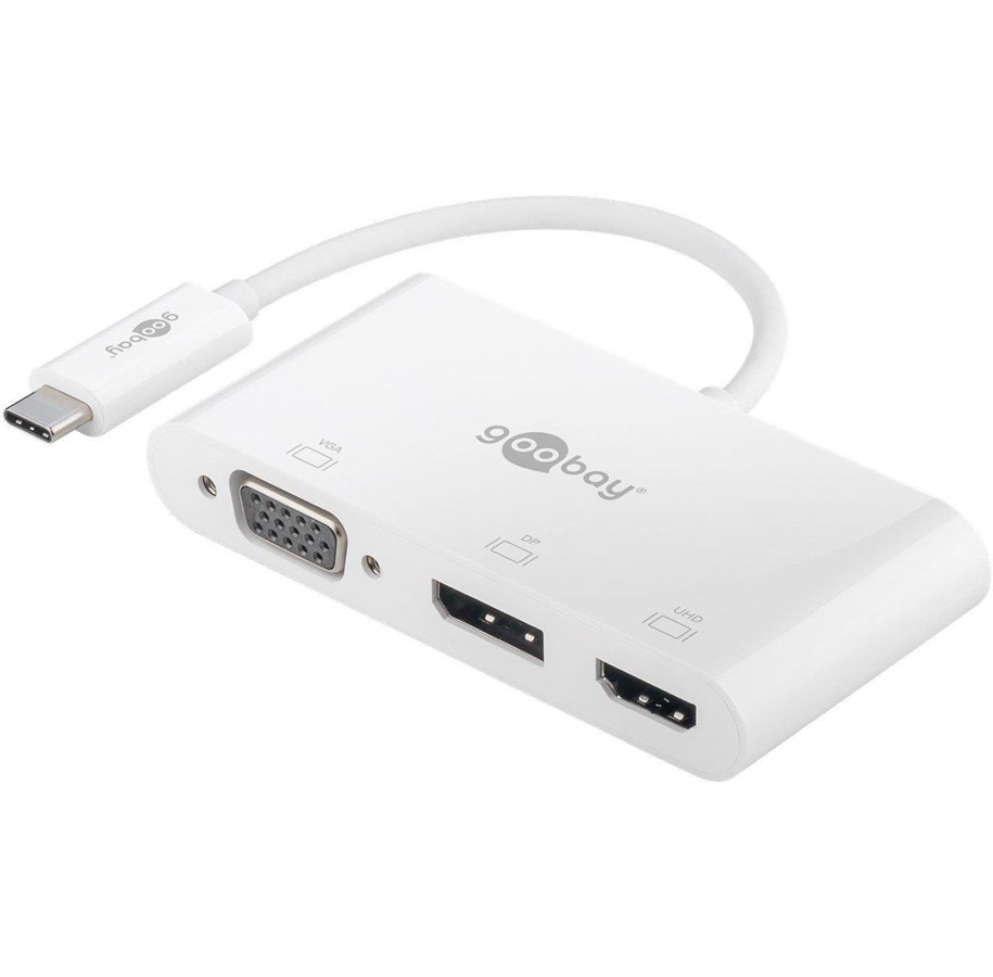 Dockingstationen - Goobay USB-C™ Multiport Adapter VGA+DP+HDMI™ 1 pc. in po - 4040849524127
