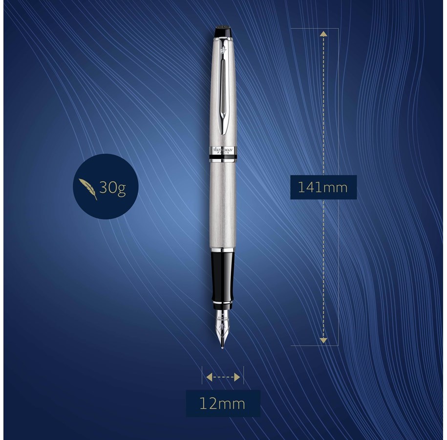 Waterman Füllhalter Expert – Edelstahl, M-Feder, Mit Konverter, In Geschenkbox