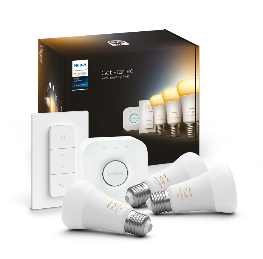 Smart-Home - Philips Hue White Ambiance A60 E27 1100 Lumen - Starter Kit With 3 Bulbs - 929002468403