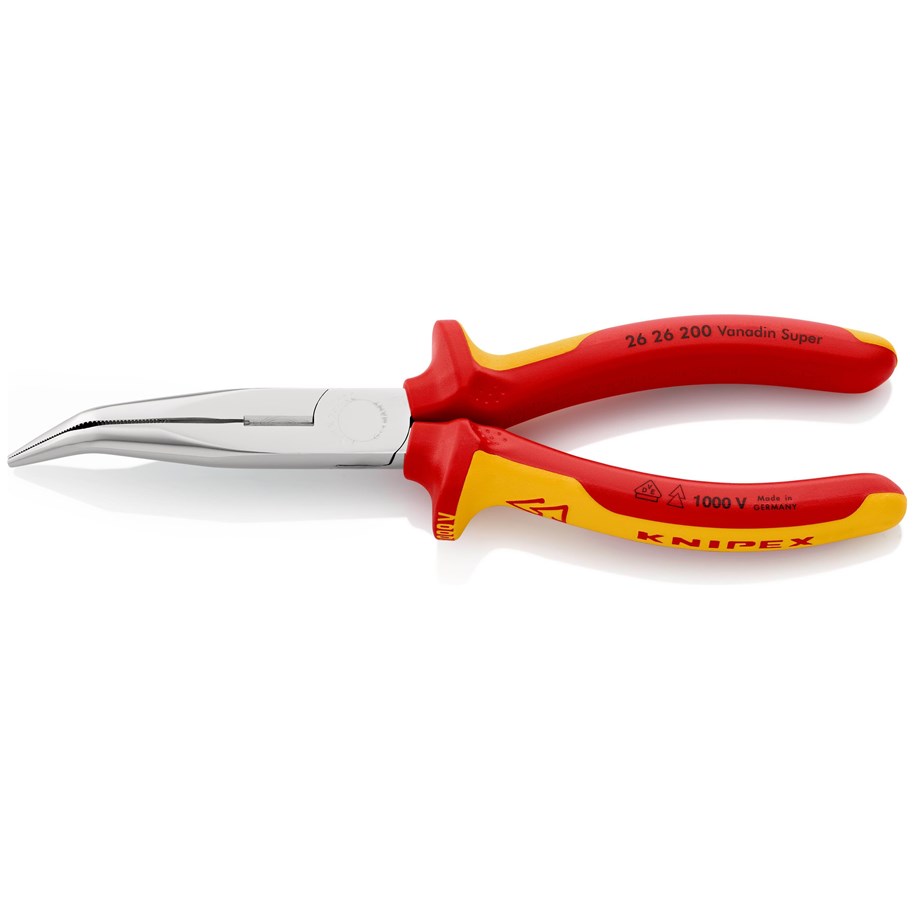 Handwerkzeuge  - KNIPEX Flachrundzangen mit Schneide, (Storchschnabelzangen) - 26 26 200 SB
