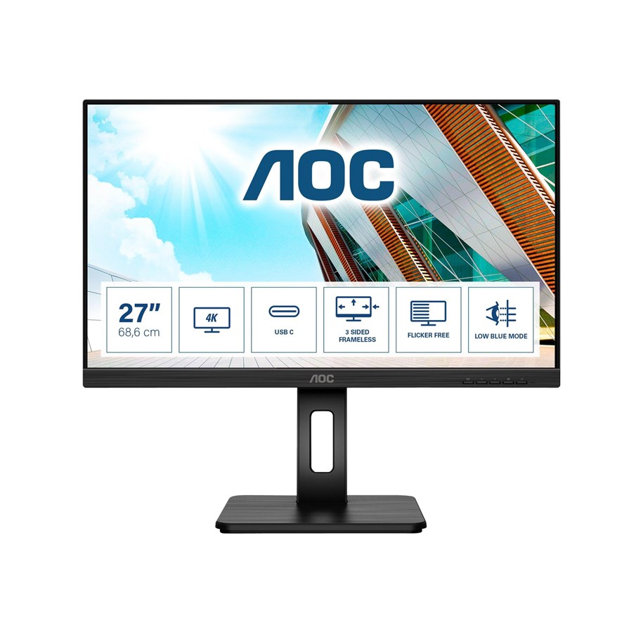 Monitor - 27" AOC U27P2CA - 3840x2160 (4K) - 60Hz - IPS - 65W USB-C - U27P2CA