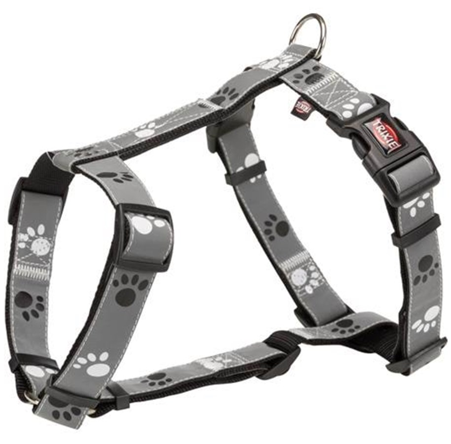 Hunde - Trixie Silver Reflect H-harness S–M: 40–65 cm/20 mm black/silver grey - TX12232