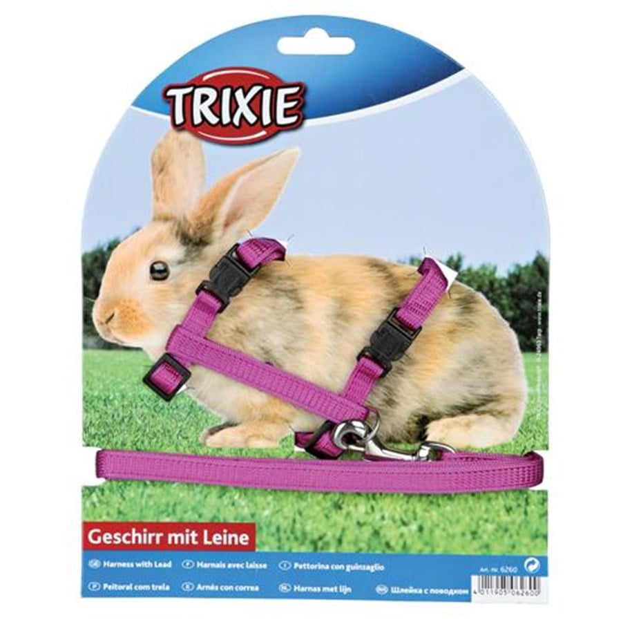 Nagetiere - Trixie Geschirr mit Leine für Kaninchen – Verschiedene Farben - TX6260