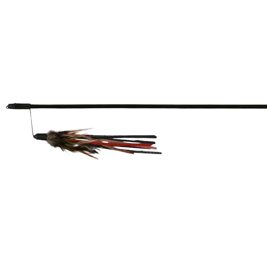 Katzen - Trixie Spielangel mit Lederbändchen und Federn 50cm - TX4550