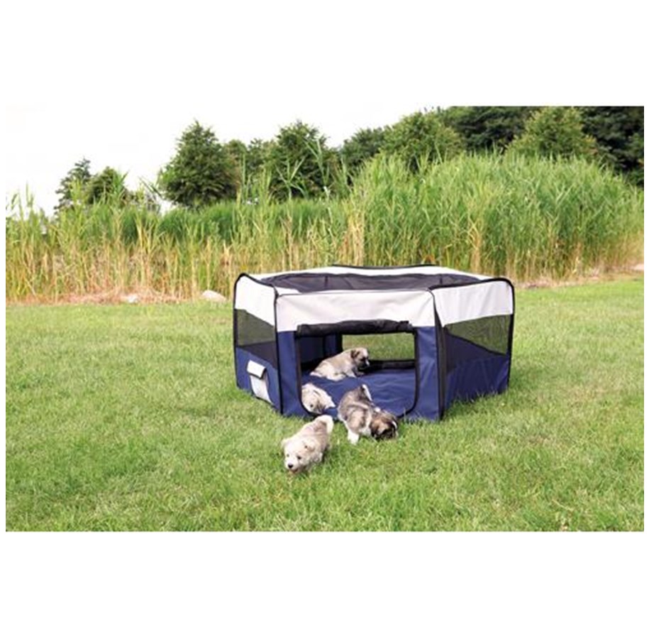 Nagetiere - Trixie Outdoor run with net/floor guinea pigs polyester ø 130 × 55 cm turquoise/light grey - TX64054