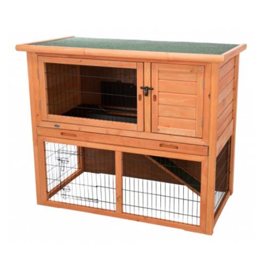 Nagetiere - Trixie natura small animal hutch with outdoor run 116 × 97 × 63 cm brown - TX62302
