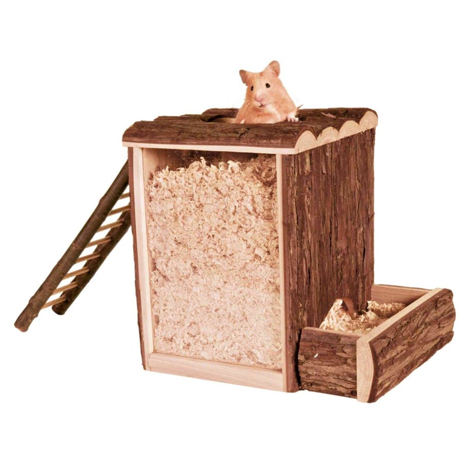 Nagetiere - Trixie Play and Burrow Tower Bark Wood Small Animals 25x24x20cm - TX62002