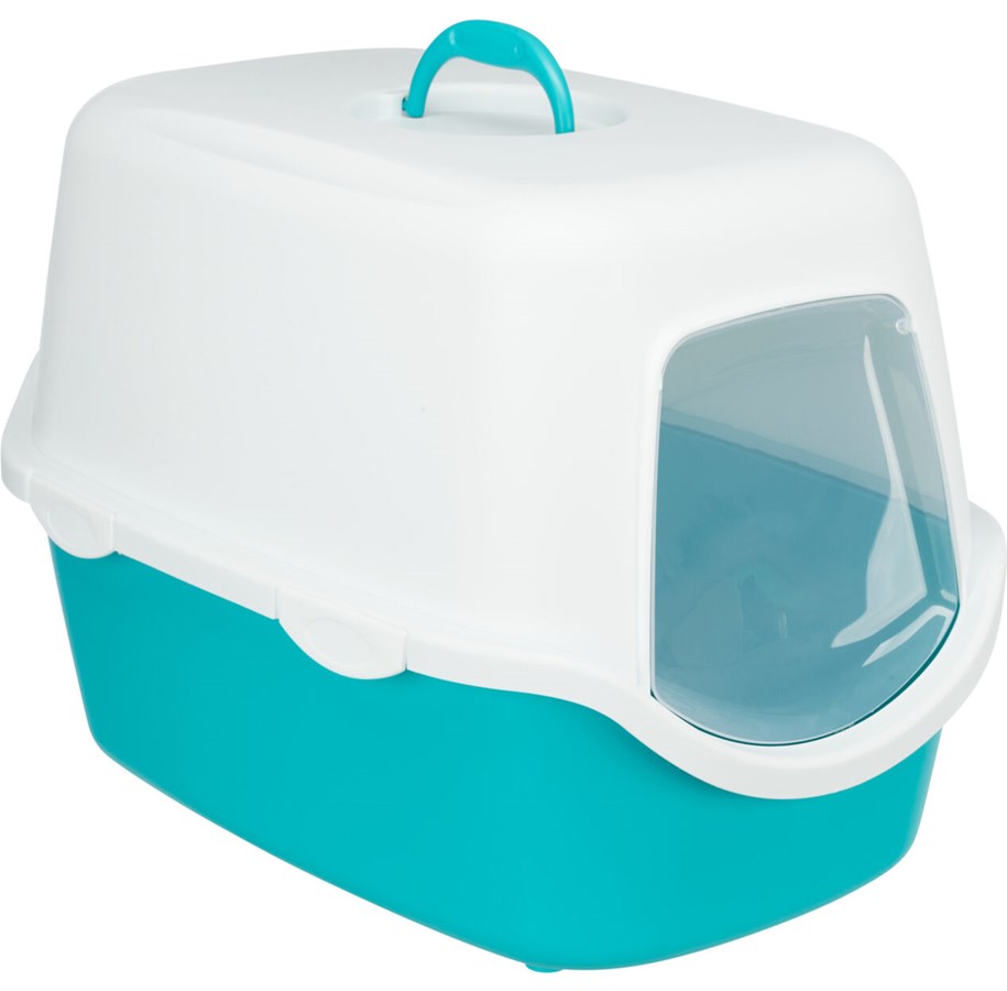 Katzen - Trixie Vico Katzentoilette mit Haube Türkis - TX40275