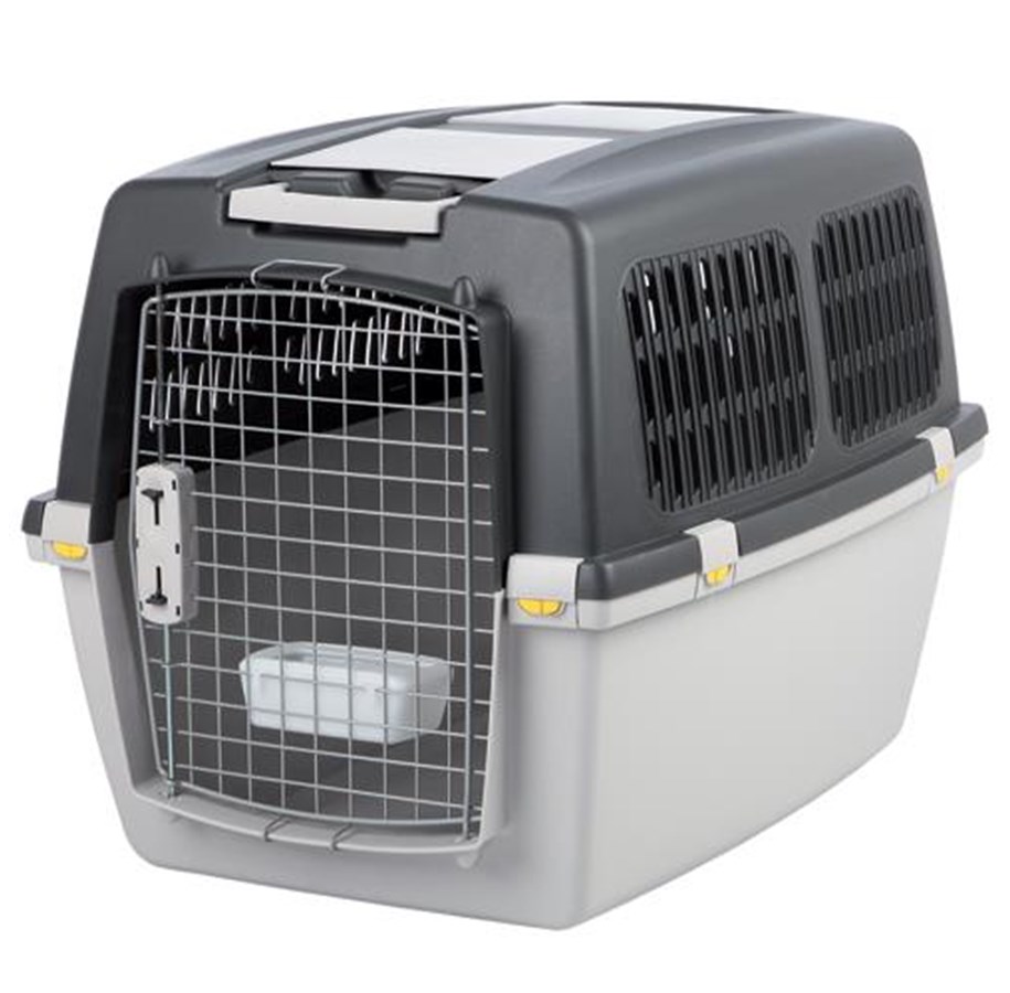 Hunde - Trixie Gulliver 5 transport box M: 58 × 60 × 79 cm light grey/dark grey - TX39872