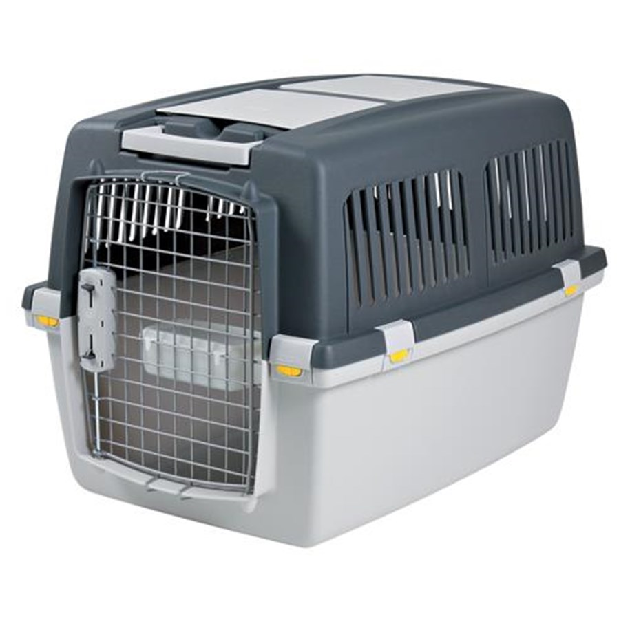 Hunde - Trixie Gulliver 4 transport box S–M: 52 × 51 × 72 cm light grey/dark grey - TX39871