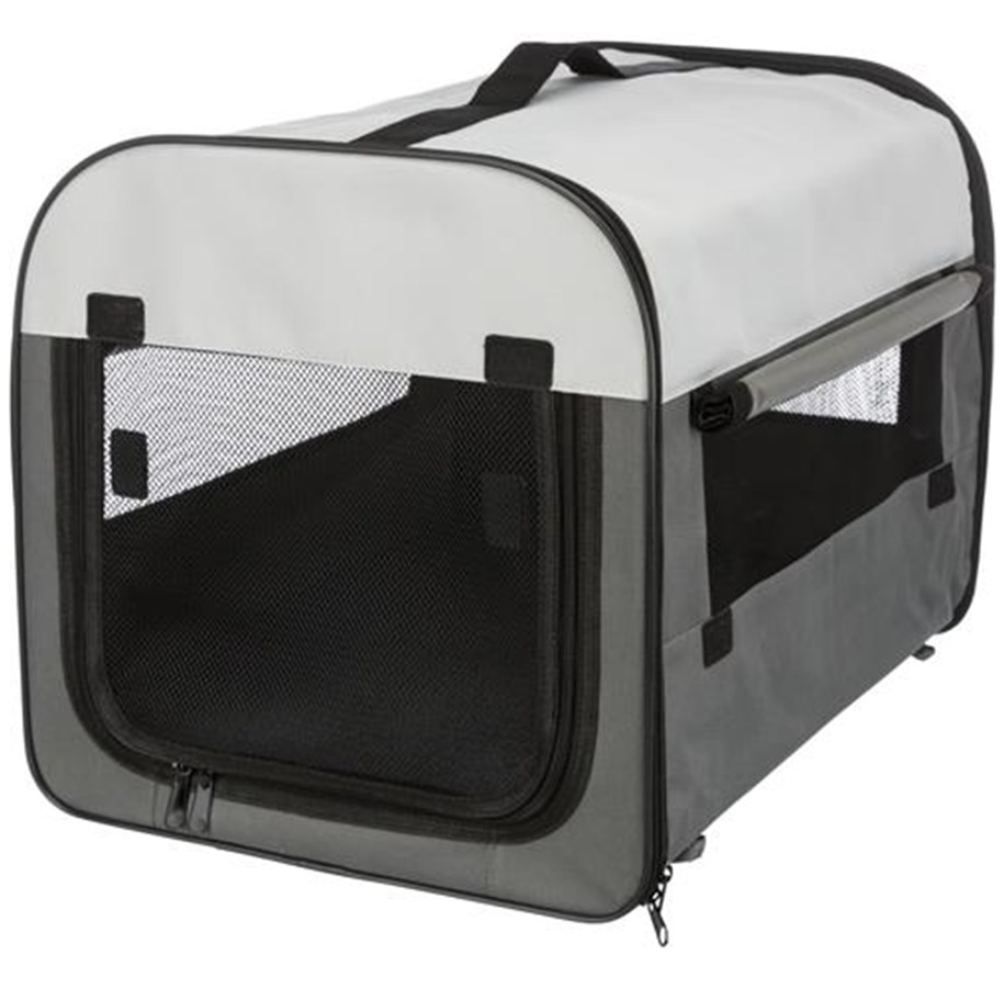 Hunde - Trixie Soft Kennel Basic M–L: 70 × 75 × 95 cm dark grey/light grey - TX39705