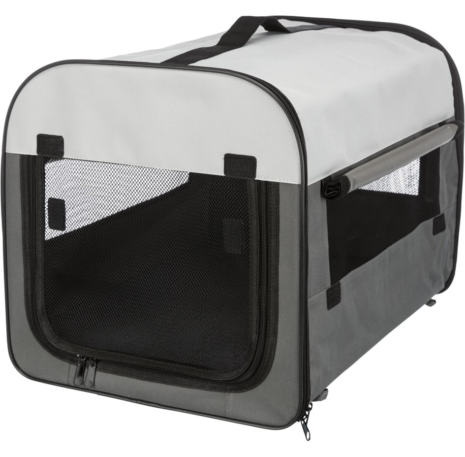 Hunde - Trixie Soft Kennel Basic XS–S: 40 × 40 × 55 cm dark grey/light grey - TX39702