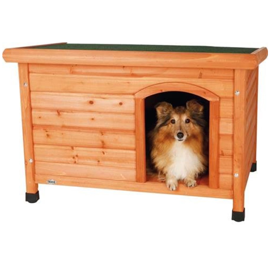 Hunde - Trixie natura flat roof dog kennel S–M: 85 × 58 × 60 cm brown - TX39551