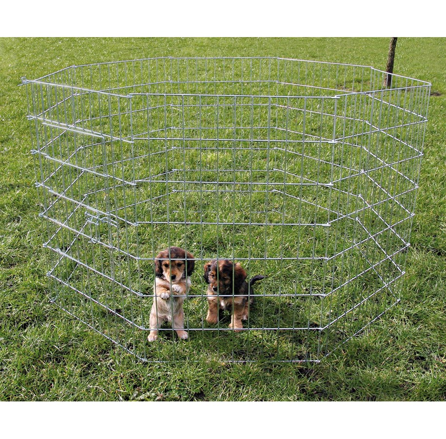 Hunde - Trixie Run for small dogs galvanized ø 154 × 91 cm - TX3954