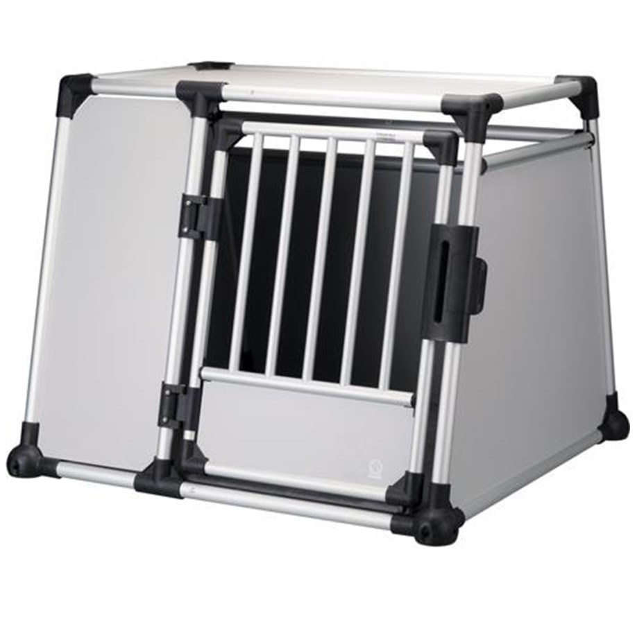 Hunde - Trixie Transportbox aluminium L–XL: 94 × 75 × 88 cm light grey/silver - TX39344
