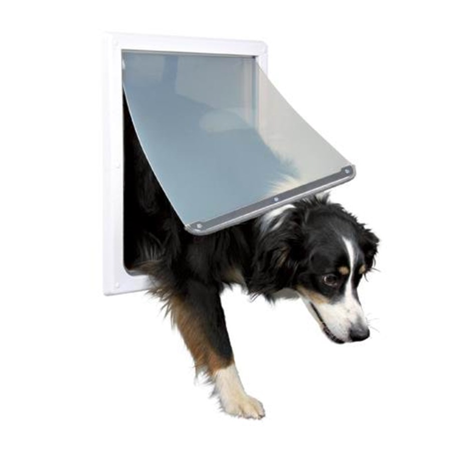 Hunde - Trixie 2-Way dog flap with tunnel M–XL: 39 × 45 cm white - TX3879