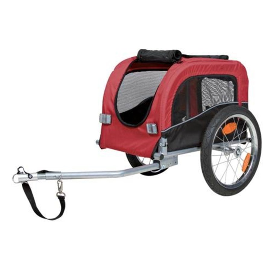 Hunde - Trixie Bicycle trailer S: 53 × 60 × 60/117 cm black/red - TX12813