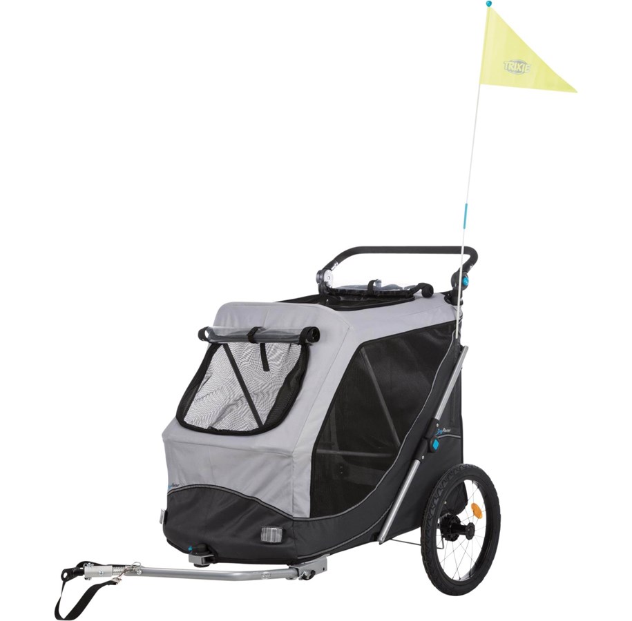 Hunde - Trixie Bicycle trailer quick-fold L: 74 × 95 × 103/143 cm grey - TX12798
