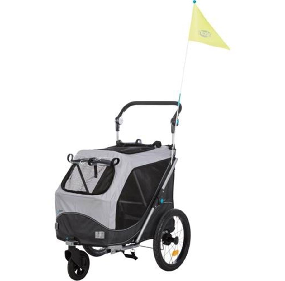 Hunde - Trixie Bicycle trailer quick-fold M: 63 × 95 × 90/132 cm grey - TX12796