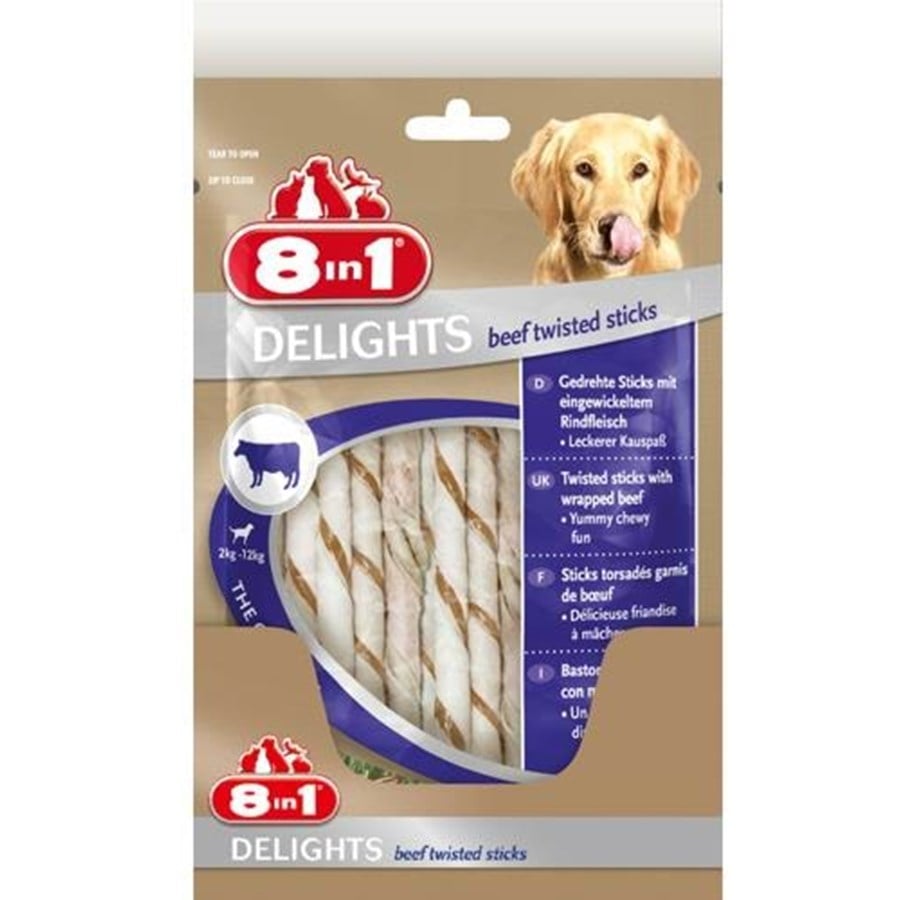 Hunde - 8 in 1 Delights beef twisted 10pcs - T660967