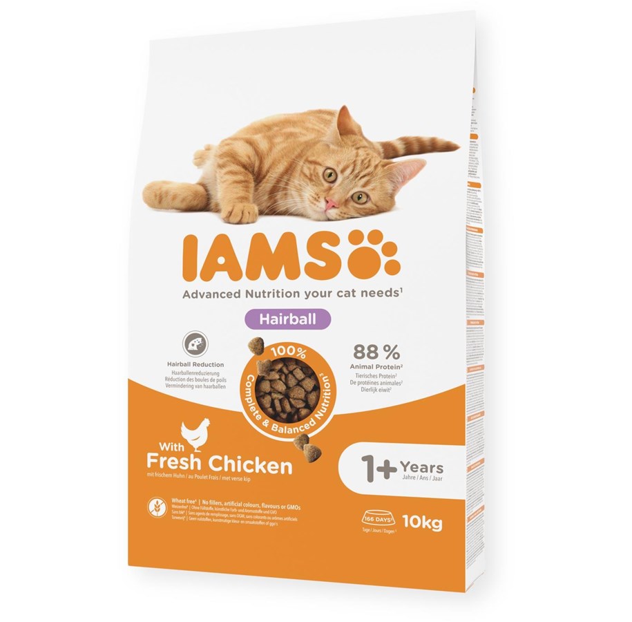 Katzen - Iams Dry Food Hairball Adult Fresh Chicken 10kg - I071000