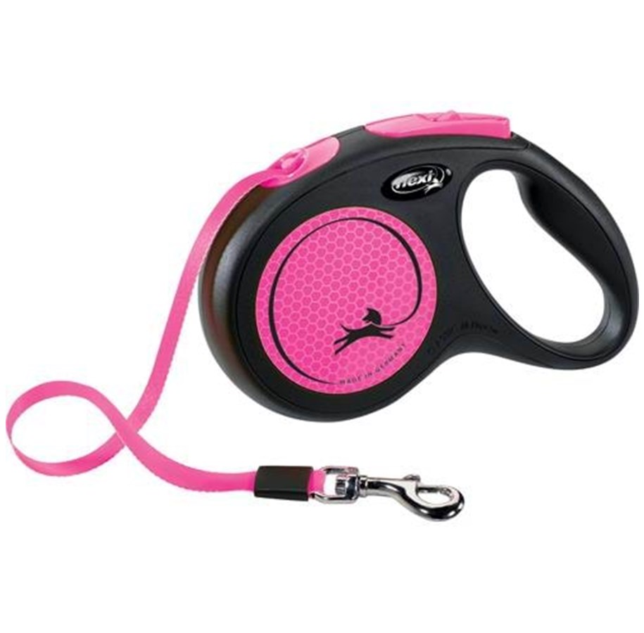 Hunde - Flexi New NEON M leash 5 m 25 kg black / neon pink - H7829P