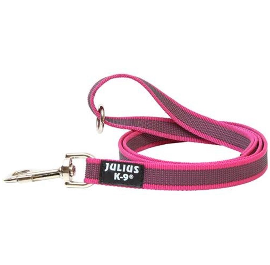 Hunde - Julius-K9 C&G - Super-grip leash rosa/grey 20mm/2.0m with handle - H650186