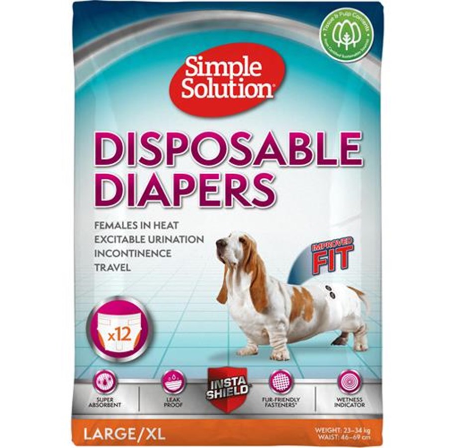 Hunde - Simple Solution Disposable Diapers Female L-XL (12-Pack) - H05856