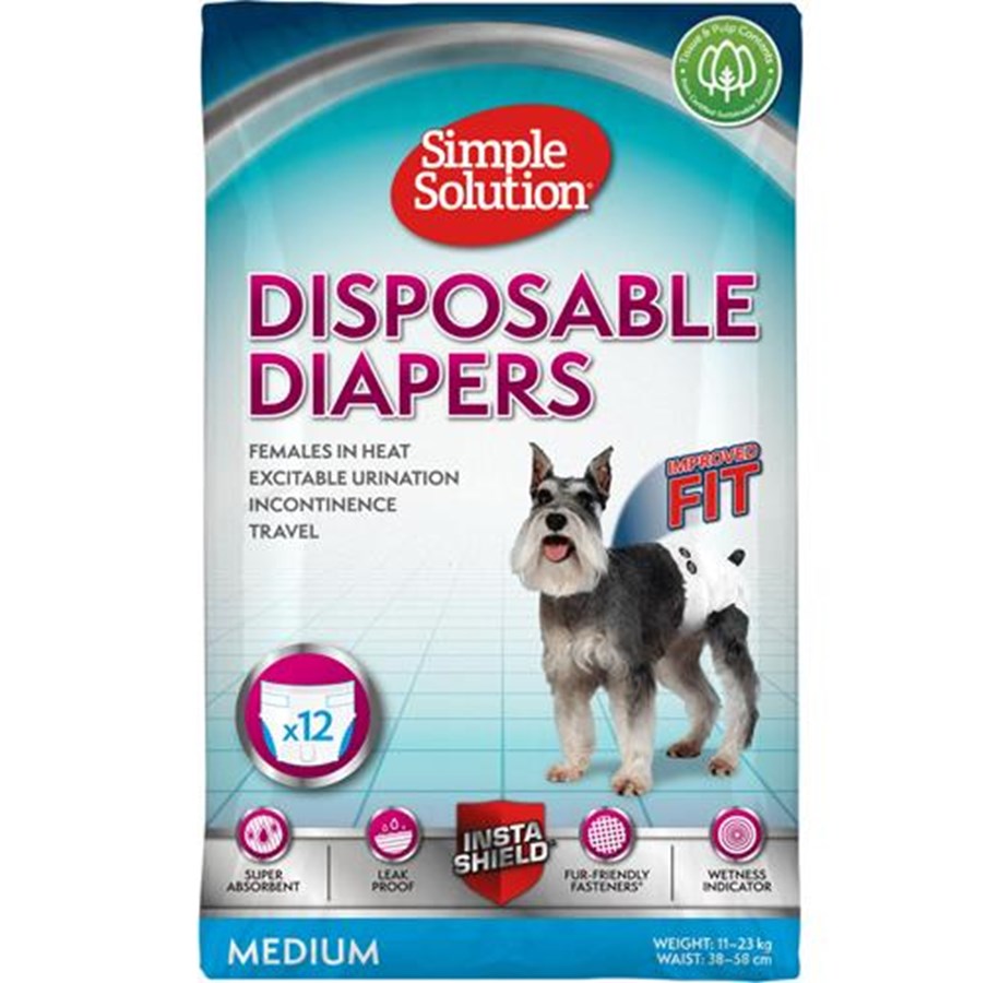 Hunde - Simple Solution Disposable Diapers Female Medium (12-Pack) - H05849