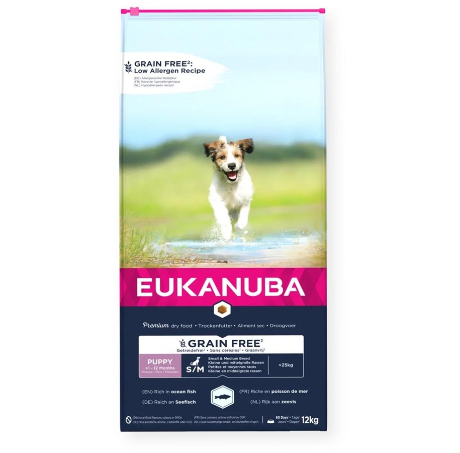 Hunde - Eukanuba Grain Free Puppy Small Medium Breed Ocean Fish 12kg - EH651200