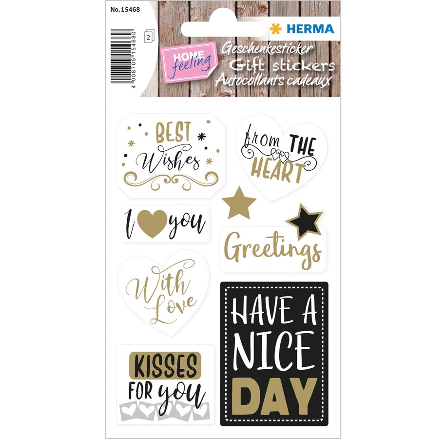 Hobby-Zubehör - HERMA Stickers HOME gift stickers best wishes gold embossed - 15468