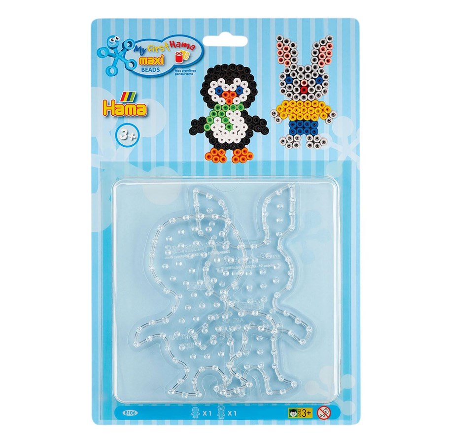 Kreativ-Spiele - Hama Iron on bead plates Maxi - Pinguin and Rabbit - 8106
