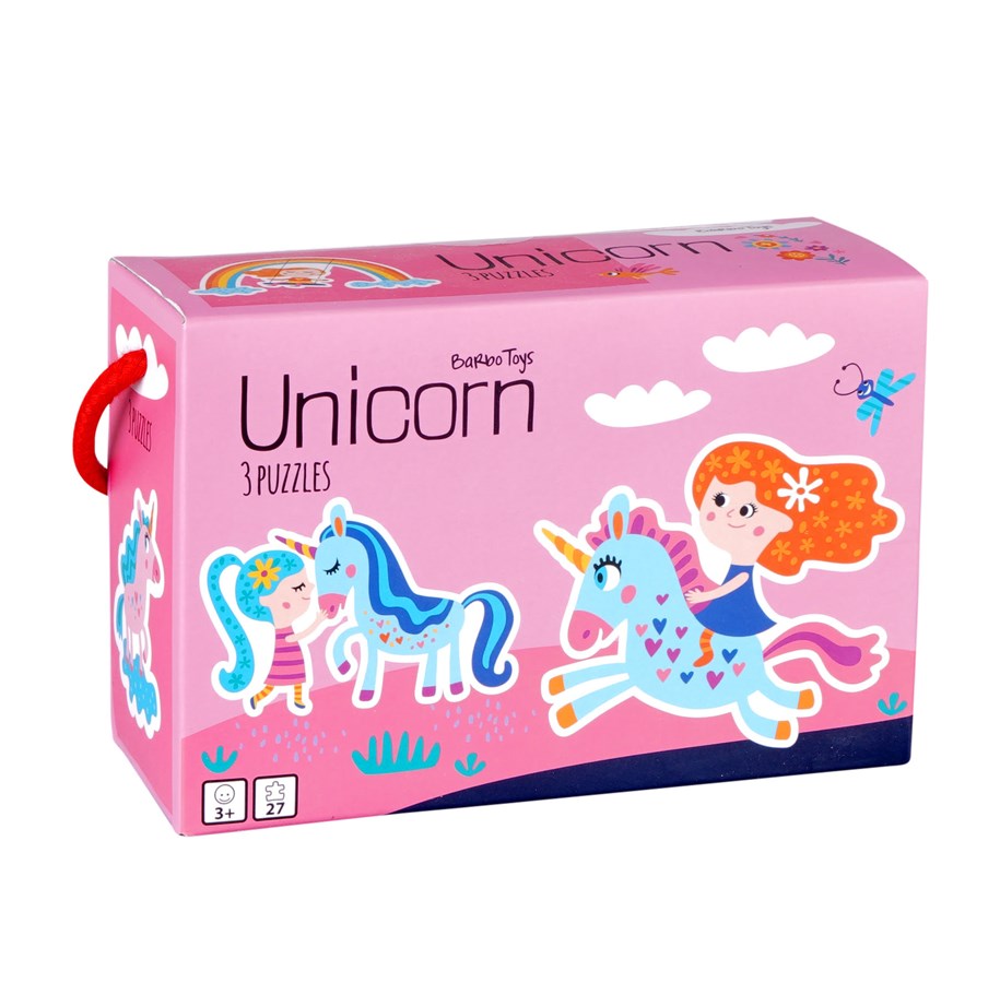 Puzzle - Barbo Toys Little Bright Ones - 3 Puzzles - Unicorn - 5704976055150