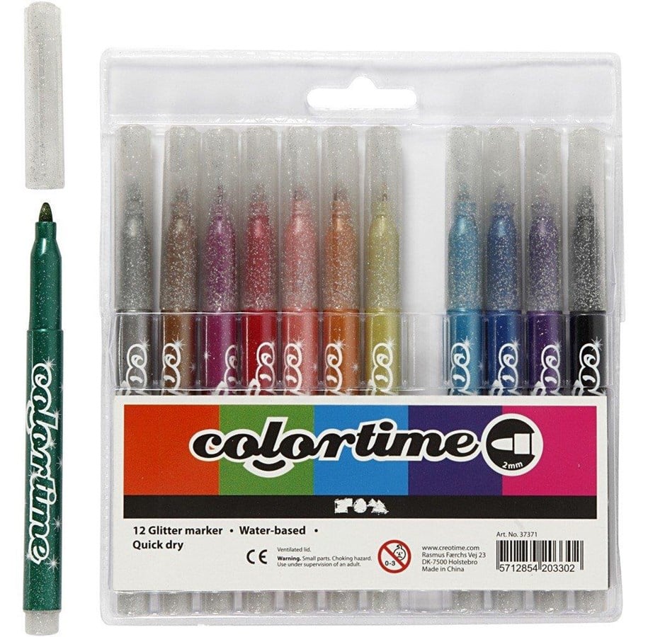 Utensilien zum Schreiben und Zeichnen - Creativ Company Colortime glittertusch 12pcs. - 37371