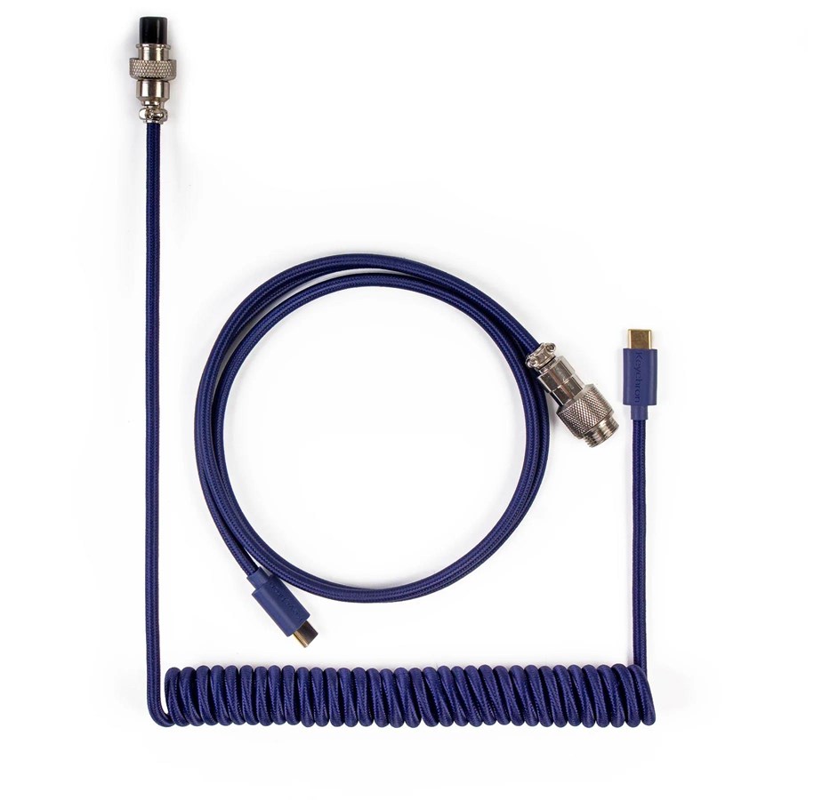 Tastaturen - Keychron Coiled Aviator USB-C Cable Straight - Blue - Upgrade-Zubehör - Blau - Cab-L