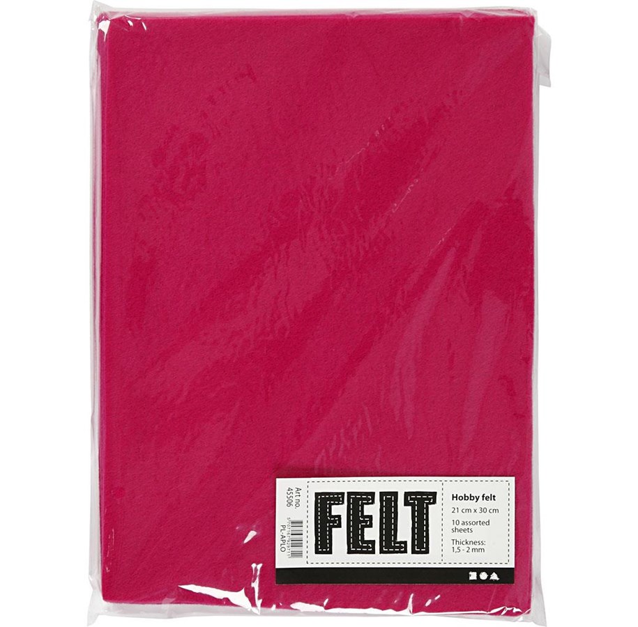 Kunst & Handwerk Ausstattung - Creativ Company Craft felt Cerise A4 1.5-2 mm 10 sheets - 45506
