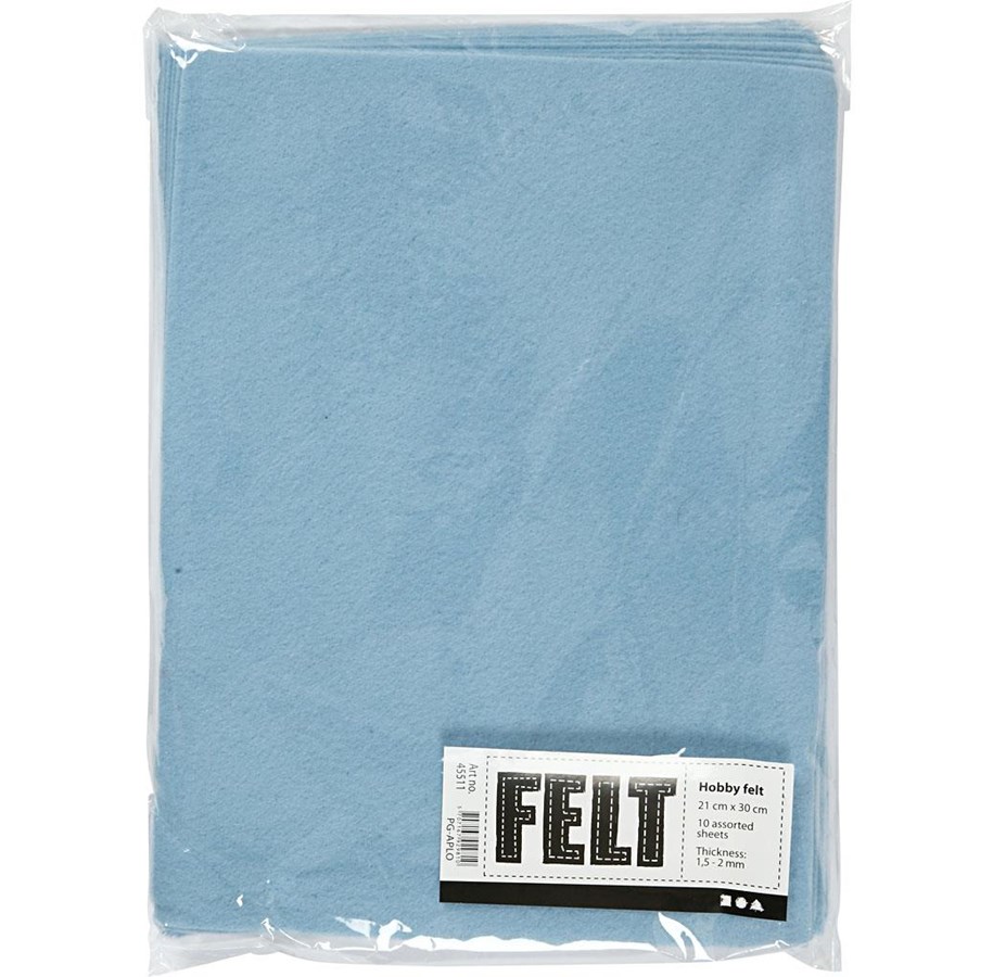 Kunst & Handwerk Ausstattung - Creativ Company Hobby Felt Light Blue A4 10 Sheets - 45511