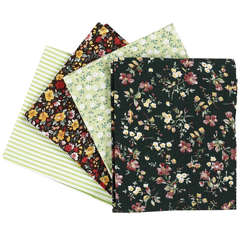 Kunst & Handwerk Ausstattung - Creativ Company Patchwork Fabric Green 45x55cm 4pcs. - 441831