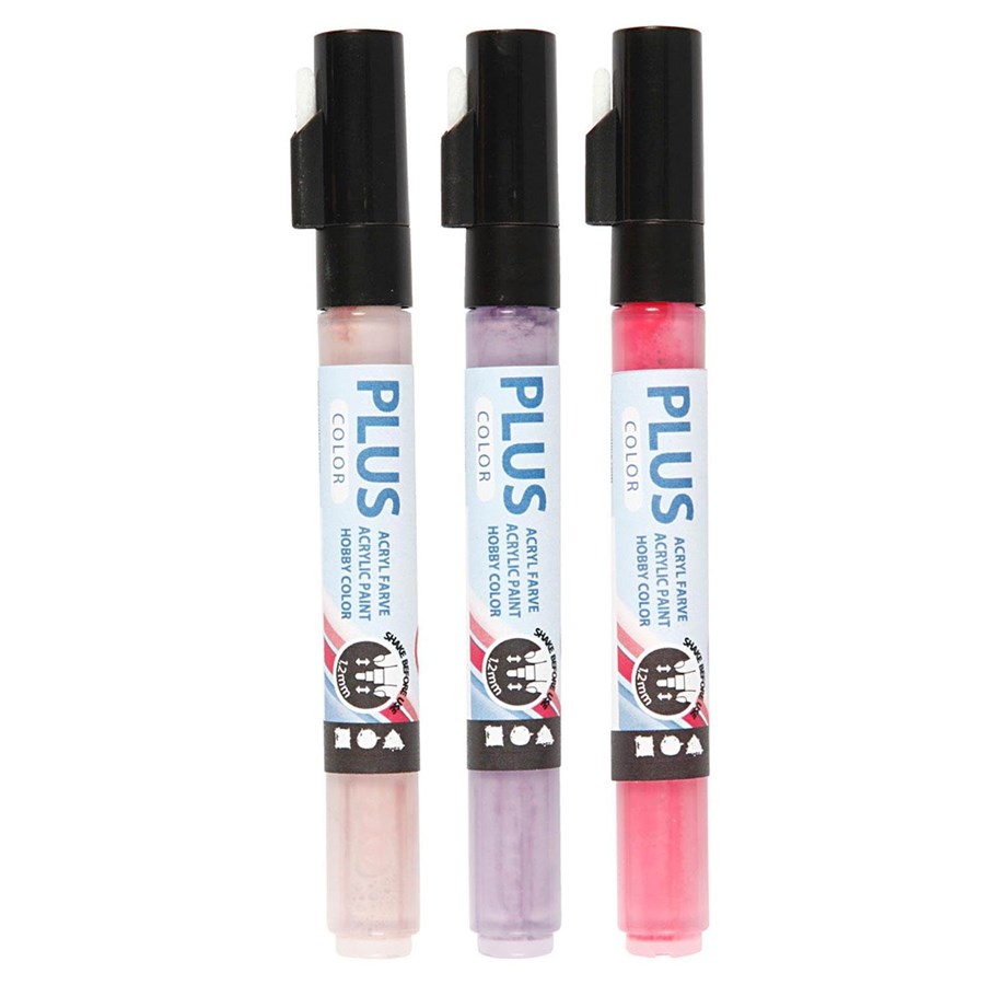 Hobby-Zubehör - Creativ Company Plus Color Paint Pens - Fuchsia.Dusty Rose.Dark Lilac - 39895