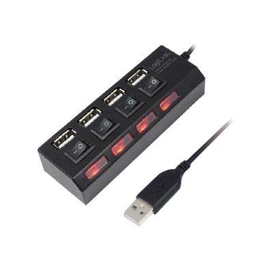 USB-Hubs - LogiLink USB 2.0 HUB 4-port with ON/OFF switch USB-Hubs - 4 - UA0128