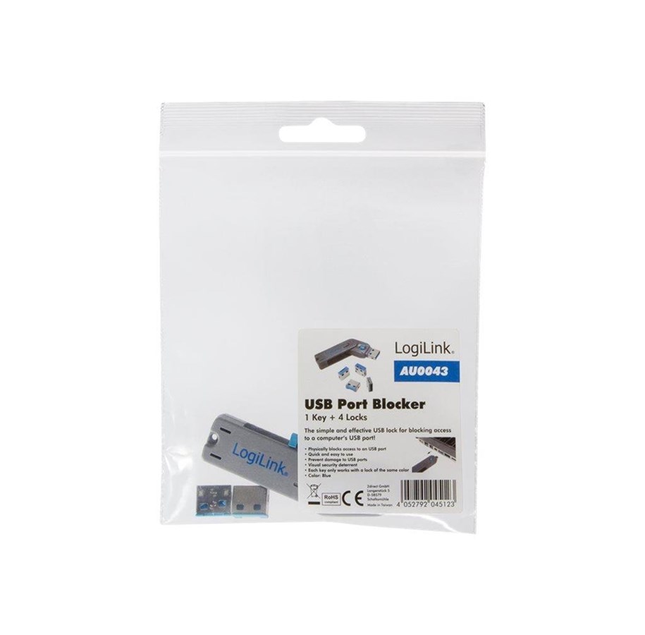 Systemzubehör - LogiLink USB-A port blocker (1x key and 4x locks) - AU0043